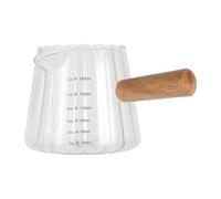 HOMSFOU Bicchiere Misurino per Latte in Vetro Manico in Legno 180ml Riutilizzabile Sicuro e Pratico per Bar e Feste Colore Casuale