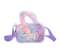 HOMSFOU Borsa a Tracolla Unicorno in Peluche per Ragazze, Borsetta da Bambina Morbida Cerniera Resistente, Organizer da Viaggio per Cosmetici, Regalo per Ragazze Adolescenti
