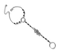 HOMSFOU Bracciale a Dito a Forma di Serpente Resistente alla Deformazione in Lega Argento Stile Punk Elegante Catena dal Polso al Dito per Party e Halloween