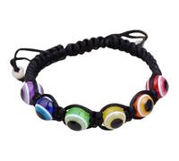 HOMSFOU Braccialetti Occhio Turco 2pezzi Bracciale Intrecciato Occhio di Resina Colorato Arcobaleno Regolabile Leggero e Confortevole Regalo Romantico