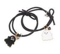 HOMSFOU Bracciali Magnetici per Coppia 2 Pezzi Corda Elastica Intrecciata e Ciondolo a Forma di Cuore Neri, Morbidi per Celebrare Momenti Significativi