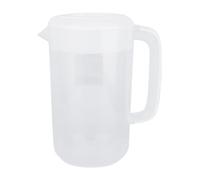 HOMSFOU Brocca in Plastica Bianca con Coperchio e Scala 4000ml | Pp, Manico Comodo e Ampia Bocca, Facile da Pulire, per Caffè e Negozio di Tè al Latte