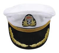 HOMSFOU Cappello da Marinaio da Capitano Bianco per Bambini 54 Cm | Ricamo Dettagliato, Cotone e Plastica, per Role Play e Mascherata, Finitura Curata