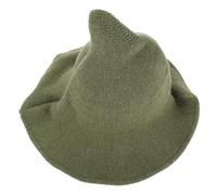 HOMSFOU Cappello da Strega Verde in Misto Lana Punta a Cono e Ampia Falda, Caldo e Traspirante, per Feste di Halloween e Spettacoli Teatrali
