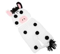 HOMSFOU Cappello e Pantaloni Forma di Mucca Lavorati Maglia per Ragazzo Ragazza Ragazza Set di Abbigliamento Fotografico Vestiti all Uncinetto per Scattare Foto Accessori per Fotografia