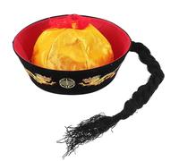HOMSFOU Cappello Tradizionale Cinese Treccia e Decorazioni Stampate in Feltro Leggero da Cosplay Comodo e Facile da Conservare per Feste e Carnevali