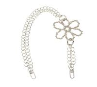 HOMSFOU Catena Borsa in Metallo Argento Fiore Cavo, Tracolla Sostitutiva | Aggancio Rapido Due Clip, Stile Gioiello Lucido, per Pochette e Borse Medie