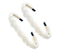 HOMSFOU Cerchietto ed Pezzi Chioma Zinco Lega per Donna e in di 2 Matrimonio Leggero Elegante Perle Finte Bianco Cerimonia Accessori Chioma Sposa