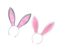 HOMSFOU Cerchietto Orecchie da Coniglio Pasquale in Peluche, Set 2 Pezzi Bianco-rosso e Grigio-rosso, Fascia per Chioma Morbida e Leggera per Feste, Cosplay e Compleanni, Accessorio