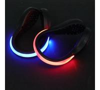 HOMSFOU Clip per Scarpe LED 2pezzi Nero Fissaggio Sicuro in Silicone e PVC, Luci di Sicurezza per Passeggiate e Ritiro Notturno Colore Casuale