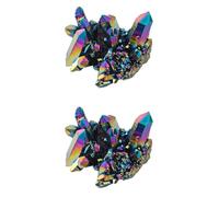 HOMSFOU Cluster Cristalli Naturali Galvanizzati Multicolore 15g, Ornamenti in Pietre Naturali per Decorazioni Piante Grasse e Casa, Set 2 Pezzi di Gemme di Cristallo Brillante