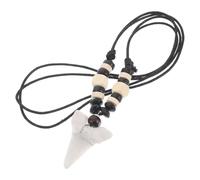 HOMSFOU Collana da Surfista Ciondolo Dente di Squalo e Perline di Legno, Cordino Regolabile, Accessorio Unisex per Spiaggia e Attività Outdoor, Design Bohémien