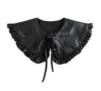 HOMSFOU Colletto Finto in Pelle Nero Volant Colletto Decorativo per Camicia da Donna Accessorio per Abbigliamento Femminile 1 Pezzo
