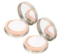 HOMSFOU Contenitore per Polvere con Soffio 2 Pezzi, Scatola Compatta per Cipria Ricaricabile con Specchio, Custodia Portatile per Fondotinta a Cuscino per Trucco da Viaggio