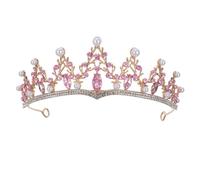 HOMSFOU Corona da Sposa con Strass e Perle, Tiara da Reginetta del Ballo con Design a Foglie in Lega Leggera, Accessori per Chioma Gioiello per Matrimoni, Addio al Nubilato e Feste