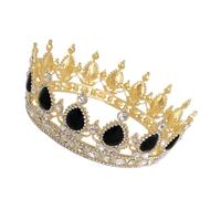 HOMSFOU Corona Elegante da Sposa Cristalli, Copricapo Barocco Nero Strass Luminosi, Accessorio Chioma Cerimonia per Matrimonio e Feste
