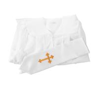 HOMSFOU Costume da Prete Cattolico per Uomo Tunica in Poliestere Bianco e Stole, Adatto per Cosplay e Cerimonie Religiose, Vestibilità e Stile Tradizionale
