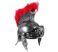 HOMSFOU Elmo Romano Piuma Rossa, Casco da Soldato Cosplay per Adulti, Copricapo Storico per Costume Centurione e Cosplay Medievale