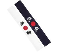 HOMSFOU Fascia Giapponese Samurai 2 Pezzi per Karate e Kendo, Bandana Sportiva per Uomo e Ragazzo Ragazza, Accessorio per Allenamento e Competizioni di Taekwondo