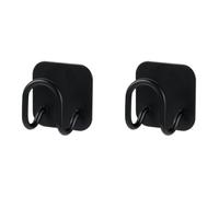 HOMSFOU Ganci da Parete in Acciaio Inox 2 Pezzi Neri Colla Adesiva, Supporto Multifunzionale per Tagliere e Griglia Coperchi, Organizer Cucina Salvaspazio per Utensili e Spugne