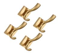 HOMSFOU Ganci da Parete in Metallo 4 Pezzi, Appendiabiti Moderni per Ingresso e Cucina, Ganci per Cappotti, Asciugamani e Cappelli, Resistente Lega di Alluminio, Finitura Oro Satinato