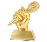 HOMSFOU Golden Microfono Trofeo Resina Canto Premio Trofeo Piccolo Trofeo Statue Microfono Premio Partito Accessorio