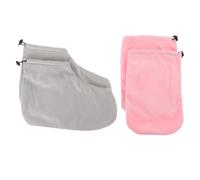 HOMSFOU Guanti in Paraffina Elastico e Copripiedi per Terapia Cera, Set 4 Pezzi Lavabile, Conservazione Calore per Cura Mani e Piedi a Casa e Centro Benessere