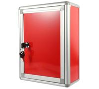 HOMSFOU Homsfou Cassetta Postale Da Parete Con Serratura, Scatola Dei Suggerimenti in Lega Di Alluminio, Contenitore Per Lettere, Design Compatto Per Ufficio E Casa, Rosso, 28,5 X 21,5 X 10,5 Cm