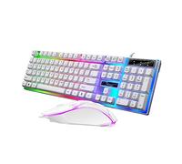 HOMSFOU Impostato mouse e tastiera cablati tastiera bianca connettore usb bottoni accessori gaming white keyboard tastiera e mouse del filo tastiera del computer cablata Tasta a tastiera