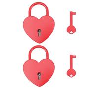 HOMSFOU Lucchetto a Cuore Piccolo in Metallo Rosso Set da 2 Pezzi con Chiave Lucchetto Dell’Amore per Borse Valigie e Diari Serrature con Chiavi per Uso Personale e Regalo Romantico