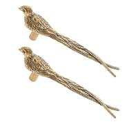 HOMSFOU Maniglie per Mobili in Ottone a Forma di Volatile Coda Lunga, Set 2 Pezzi, Manopole Decorative per Cassetti e Porte di Armadi, Finitura Lucida Resistente All’ossidazione,