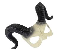 HOMSFOU Maschera Bianca da Diavolo Corno in Plastica Mezza Faccia Design Realistico Comoda da Indossare per Feste di Carnevale e Halloween
