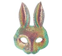 HOMSFOU Maschera da Coniglio Adorabile Paillettes in Eva, Riutilizzabile e Sicura, per Feste di Pasqua e Balli in Maschera, Mezza Faccia a Forma di Coniglio Cartoon
