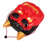 HOMSFOU Maschera Giapponese Oni in Pvc Rosso Design Unico Samurai per Halloween e Cosplay, Decorazione Versatile Artigianato Intricato e Forma Animale Festiva