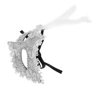 HOMSFOU Maschera Veneziana Bianca in Plastica Bordo in Pizzo per Donna, Design Elegante e Misterioso, Cinturino Regolabile per Feste di Halloween e Costumi
