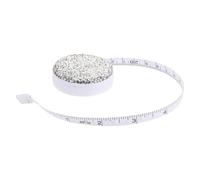 HOMSFOU Mini Nastro Retrattile per Cucito, Righello da Sarta Mini Strass, Plastica e Tessuto, Argento, Portatile, per Sartoria e Misurazione Corpo, per Principianti e Professionisti