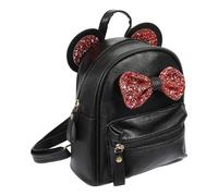 HOMSFOU Mini Zaino Bambina Grande Apertura Cerniera per Viaggi Brevi e Uso Quotidiano Fiocco e Orecchie da Topo in Poliestere e Pu, Design Chic