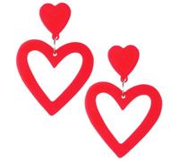 HOMSFOU Orecchini a Cuore Pendenti in Acrilico Rosso per Donna, Accessori Leggeri da Discoteca e Compleanni Design Traforato e Motivo a Goccia