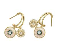 HOMSFOU Orecchini Cerchio per Donna Conchiglia Zirconi Color Oro, Gioielli Leggeri e Delicati sulla Pelle, Orecchini Pendenti Moda Adatti per Occasioni Eleganti e Regalo Speciale