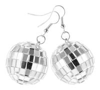 HOMSFOU Orecchini Pendenti a Forma di Palla da Discoteca Argento, Accessori Moda Donna per Feste e Ballo, Orecchini da Donna Eleganti per Ragazze Adolescenti e Occasioni Serali