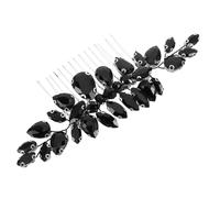 HOMSFOU Pettine Laterale per Chioma da Sposa Strass Neri, Accessorio Vintage Leggero per Matrimonio e Cerimonie, Compatibile Acconciature Raccolte per Donne e Ragazze