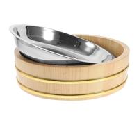 HOMSFOU Piatto da Portata in Legno e Acciaio Inox 25 Cm per Sushi e Gamberi, Vaschetta per Bibimbap e Snack, Stoviglie la Casa e Ristoranti, Assorbe Umidità e Facilita Raffreddamento