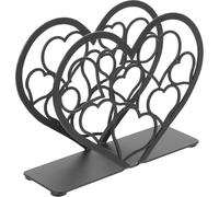 HOMSFOU Porta Tovaglioli Verticale in Metallo a Forma di Cuore, Distributore da Tavolo Nero per Cucina, Matrimonio e Ristoranti, Accessorio Decorativo Sicuro senza Bordi Taglienti,