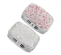 HOMSFOU Portapillole Portatile da Viaggio 2 Scomparti in Strass, Mini Porta Medicinali Tascabile e Compatto per Uso Quotidiano, Contenitore Elegante Bianco e Rosa Design Scintillante