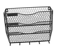 HOMSFOU Portariviste Parete Metallo con Ripiani Multipli Organizer Muro per Documenti e Riviste Cestino Sospensione per Ufficio e Casa Design e