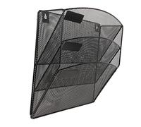 HOMSFOU Portariviste Parete Metallo Nero Organizer con Cestino e Ganci Scaffale Sospeso per Studio e Reception Montaggio Muro Facile e Robusto