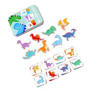 HOMSFOU Puzzle Educativo in Legno con Dinosauri per Gioco Abbinamento Colori e Forme di Puzzle per Sviluppo Cognitivo e Abilità Manuali Regalo Didattico per Bimbi Piccoli e Prescolari