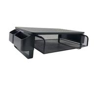 HOMSFOU Rialzo per Monitor con Cassetto e Pannello Rete per Computer Portatile Supporto Ergonomico per Scrivania Design Elegante e Resistente Spazio per Tastiera sotto capacità di Carico