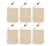 HOMSFOU Sacchetti per Sapone Coulisse Sacchetto per Sapone Fatto a Mano e Viso in Cotone e Lino 6 Pezzi Beige, Porta Saponetta da Viaggio Corda Appendibile Accessori per Bagno