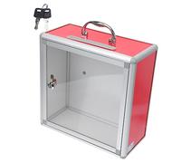 HOMSFOU Scatola in Metallo 32x16x32 Cm, Contenitore per Donazioni e Cassetta dei Suggerimenti Trasparente, Porta Lettere Sicuro per Ufficio e Ambienti Pubblici